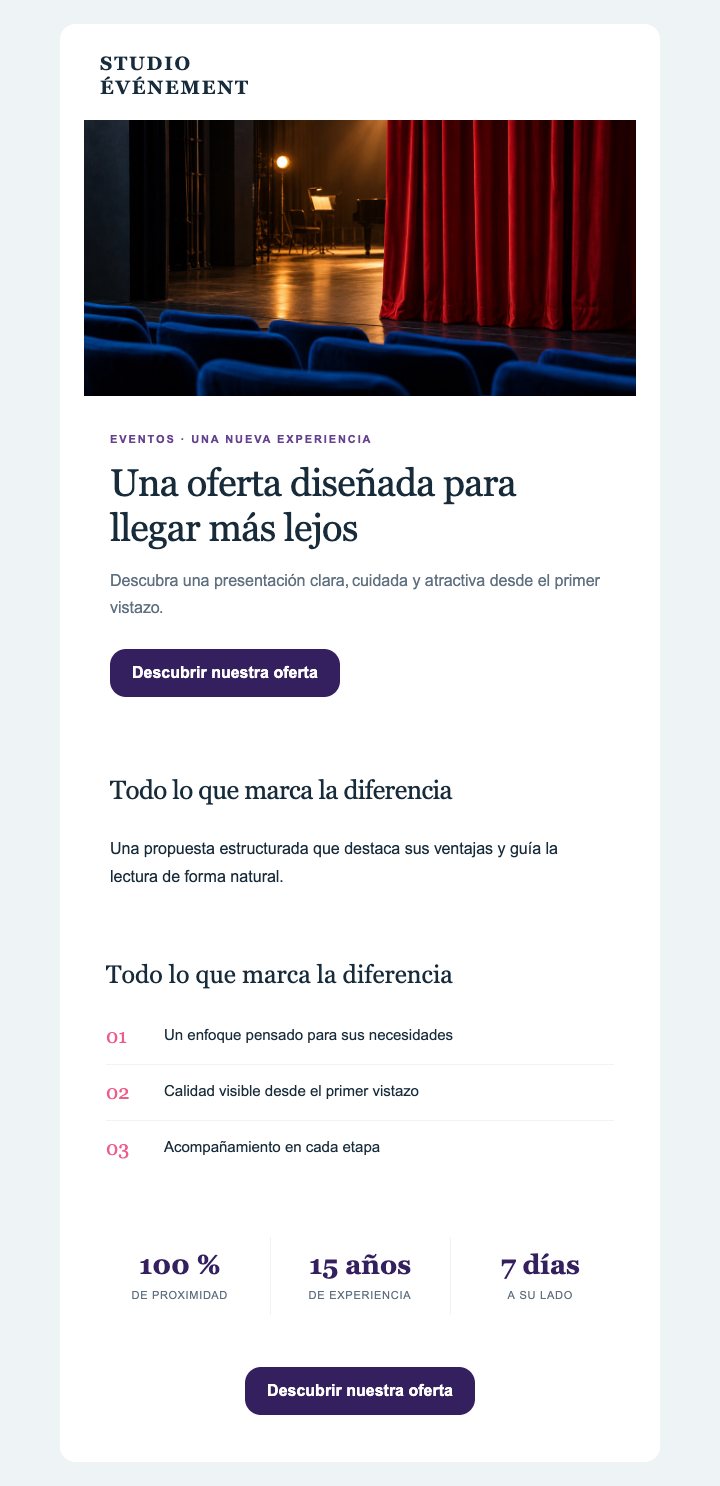 Vista previa del template Eventos — Editorial — Con imágenes
