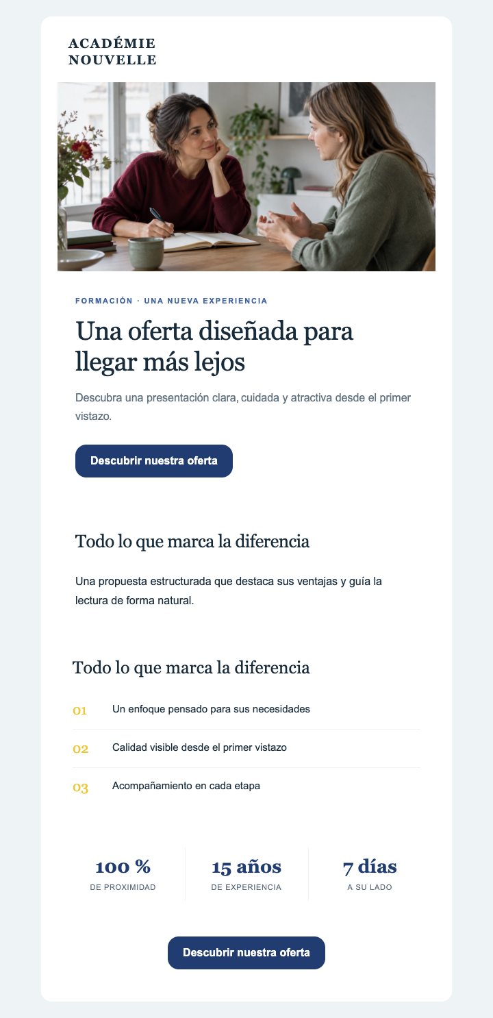 Vista previa del template Formación — Editorial — Con imágenes