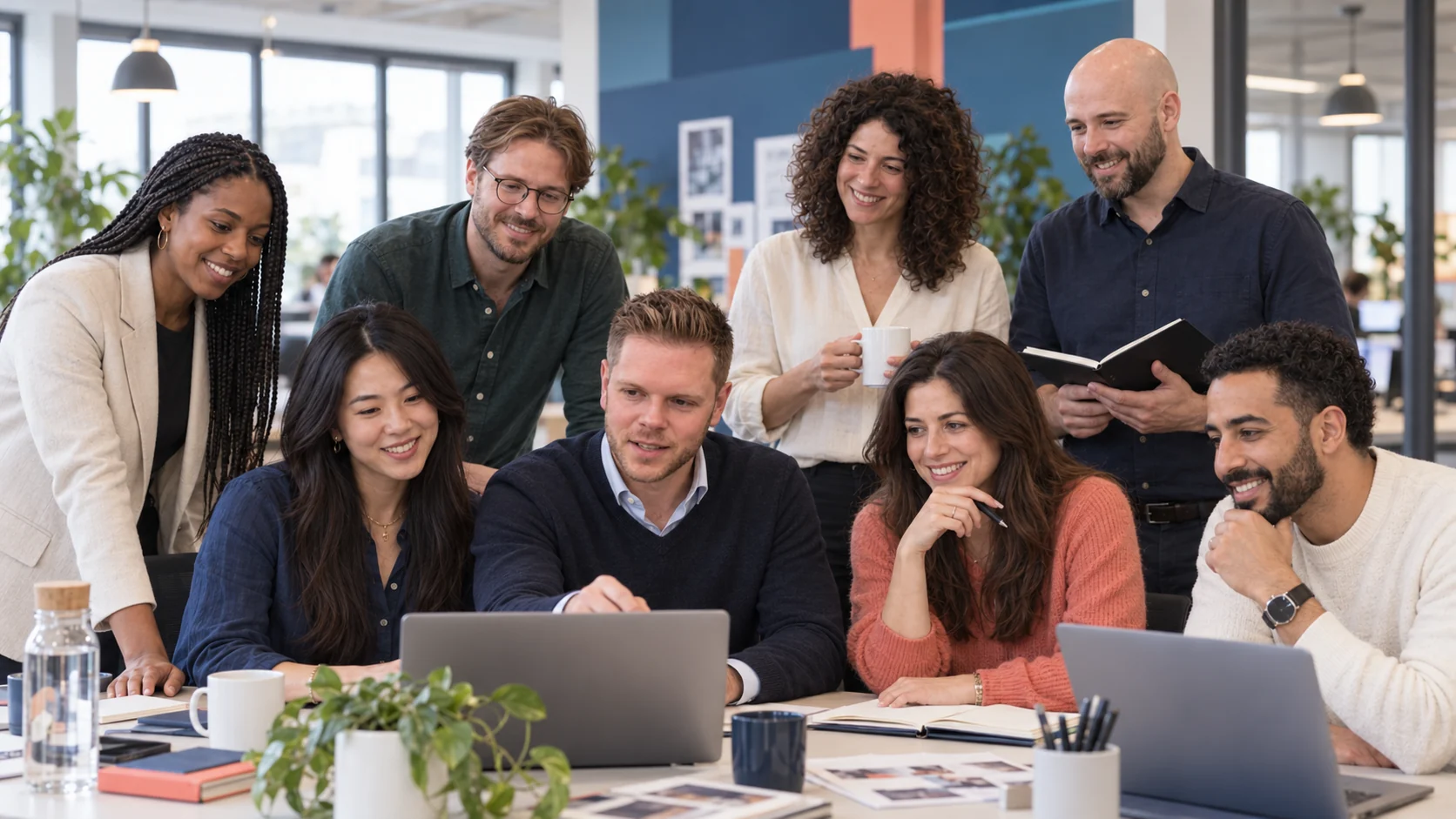 The DMS Europe team working together in the open-plan office